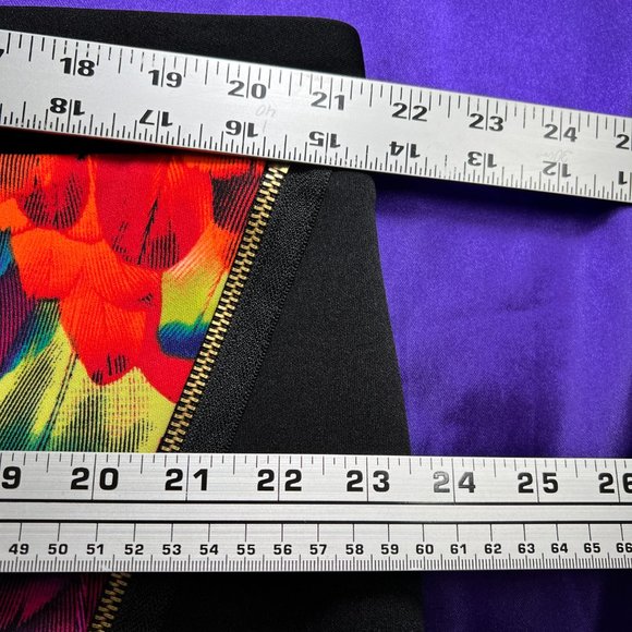 📌Worthington Eye-Catcher Exotic Print Rainbow  Color Jungle Zipper Skirt - Picture 13 of 16